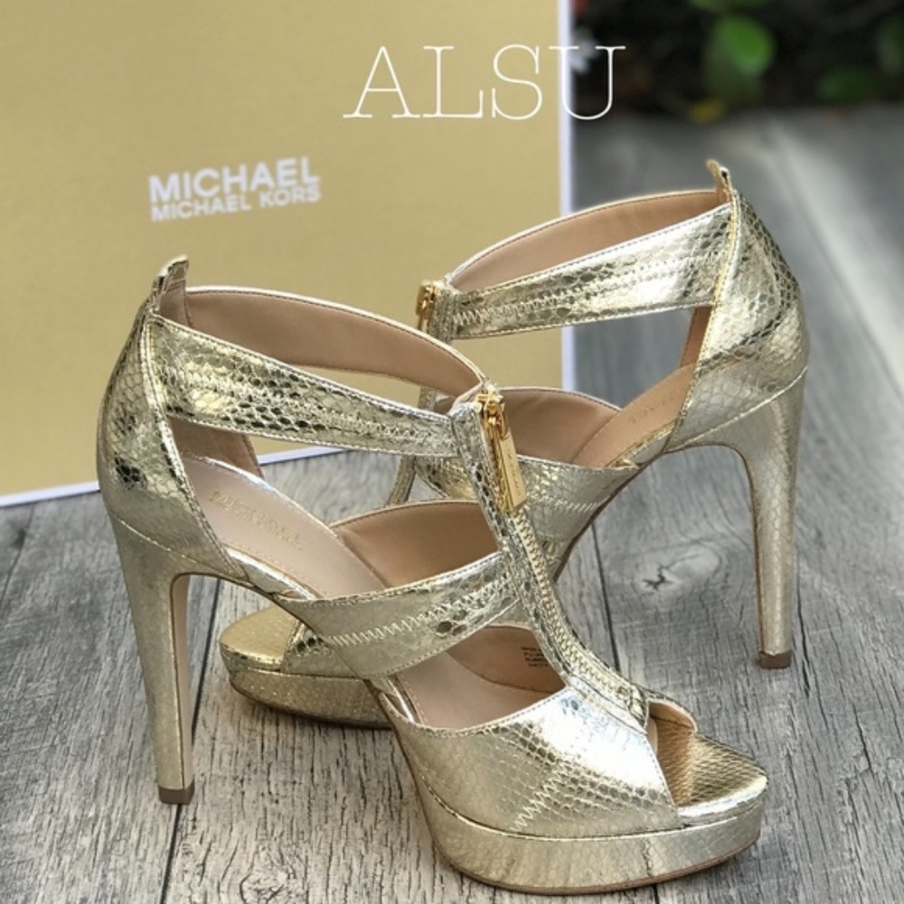 Michael Kors Damite Platform Embossed Pale Gold W - Picture 2 of 8